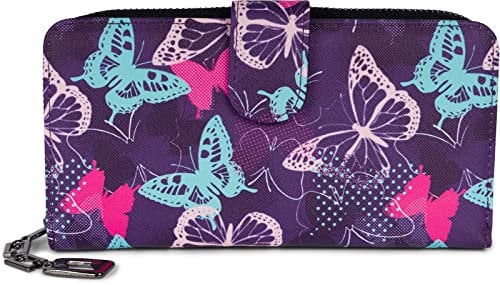 styleBREAKER Porte-Monnaie pour Femme avec Motif de Papillon coloré, Design Vintage, Fermeture éclair, Porte-Monnaie 02040156, Couleur:Violet