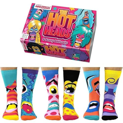 Hot Heads Gesichter Oddsocks Socken in 37-42 im 6er Set - Strumpf