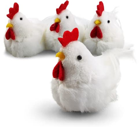 Netuno 4X Osterhuhn Figuren aus Styropor Hahn für Tisch Frühling Haus Wohnung Innendeko Osterfest