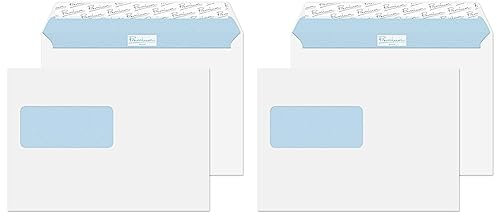 Blake Premium Office 34214W Briefumschlag Haftklebung Mit Fenster Ultra Weiß Wove C5 162 x 229 mm 120g/m² | 50 Stück (Packung mit 2)