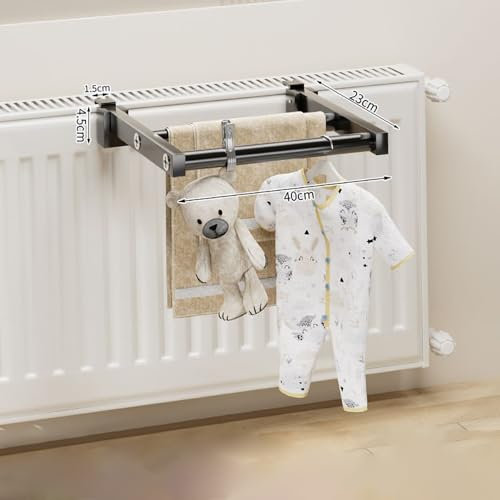 LNGFSH Porta Asciugamani per Termosifoni Retrattile, Appendi Strofinacci Cucina, Porta Asciugamani Bagno Adesivo, Accessori Bagno Porta Salviette da Parete Bagno (40cm,Pagamento fisso)