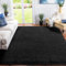 XSIVOD hochflor Wohnzimmer Teppich, Schlafzimmer Bettvorleger, Moderner zottelig flauschig weich Teppich für Kinderzimmer, Anti-Rutsch Unterseite, Waschbar, 80x160 cm, Schwarz