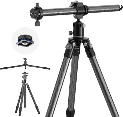 NEEWER 69,7 Treppiede Orizzontale per Fotocamera, Colonna Centrale a Impostazione Flessibile, Doppia Testa Sfera Panorama e Piastra QR Tipo Arca per Scatti Macro a Basso Angolo, Max 22lb/10kg, TP28