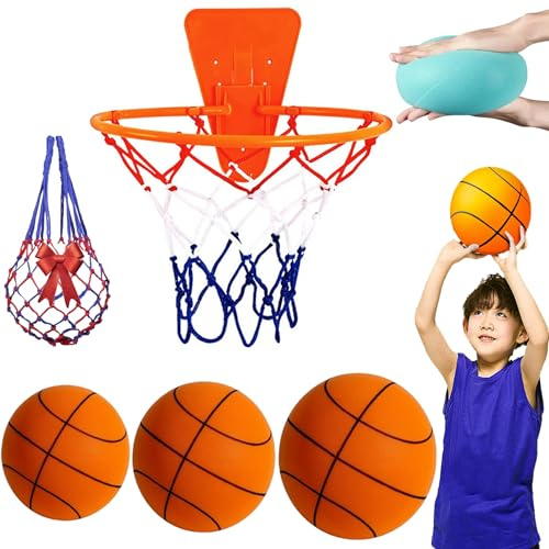 Cemssitu Silent Basketball - 29.5, 28.5, 27.5, Silent Basketball Dribbling Indoor, Quiet Bounce Basketball, Foam Basketball No Noise, with Mini Basketball Hoop (Orange,Size 7 - Adult & Pro, 29.5)