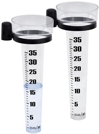 Spetebo Pluviomètre 25 cm avec échelle et support – Lot de 2 – Pluviomètre en plastique pour stations météorologiques – Débitmètre d'eau Station météo Accessoires Pluviomètre Ombromètre Pluviomètre