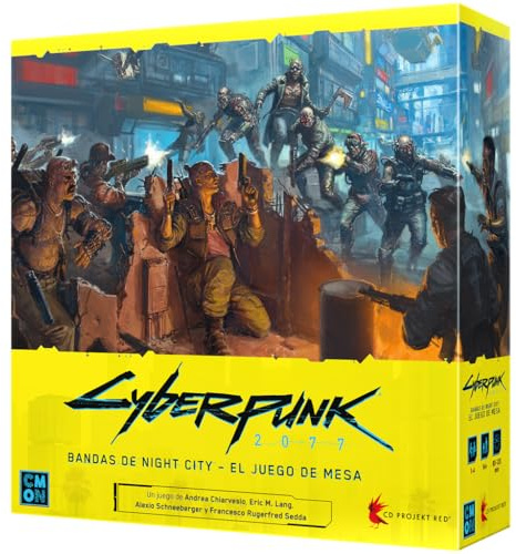 Cmon Cyberpunk 2077 : Bandes de Night City, Jeu de stratégie pour Adultes et Jeunes, à partir de 14 Ans, de 1 à 4 Joueurs, 90 à 120 Minutes par Partie, Espagnol