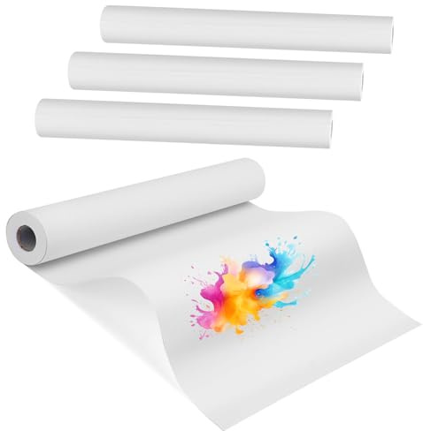 LEXININ Lot de 4 rouleaux de papier à dessin blanc de 25 m x 44 cm, rouleau de papier à dessin, rouleau de papier à dessin pour papier cadeau, dessin