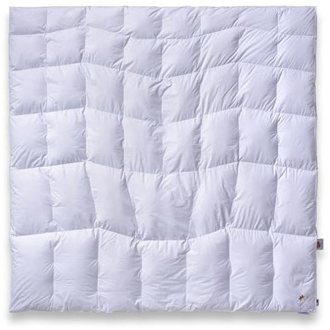 SCHLAFKÖNIG Daunendecke 200 x 220 100% Neue Daunen. Winter Bettdecke extra warm mit BodyComfort-S Körperzonen für erholsamen Schlaf, Made in Germany