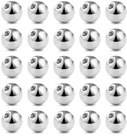 Besyvvin 30er Piercing Kugel Ersatzkugel 3mm Chirurgenstahl Silber Schraubkugel für Gewinde 1,6mm Piercing Septum Zunge Lippe