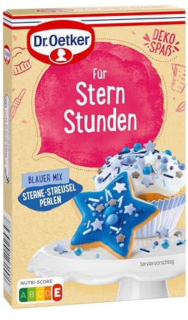 Dr. Oetker Für Stern Stunden Blauer Mix 4er Pack, 4 x 60 g Zucker-Dekor-Mix zum kreativen Verzieren von Gebäcken und Desserts für besondere Momente