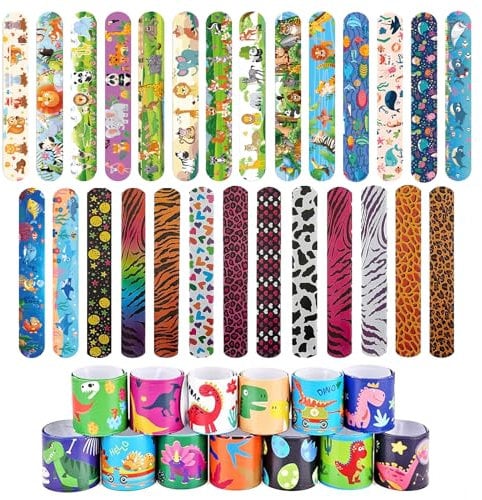 Yolistar 40 Pezzi Braccialetti Slap per Bambini, Dinosauri/Modello/Animale Marini/Animale della Foresta, Bracelets Gadget a Scatto, per Bambini Ragazze Ragazzi, Compleanno Festa Bomboniere Regalo