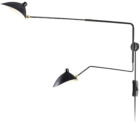 LUOYAOB 360° drehbare Langarm-Wandleuchte Double Head Swing Einstellbare Wandleuchte für Schlafzimmer Nachttisch Wohnzimmer Bauernhaus Restaurant Büro