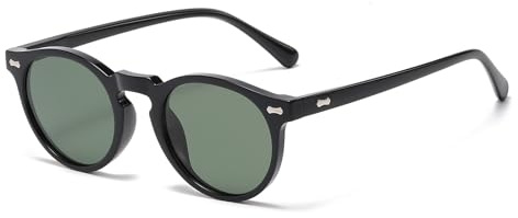 LJCZKA Retro Round Polarized Sunglasses Mens Womens, Vintage Polarised Sunglasses Classic Trendy Shades Unisex UV400 Protection