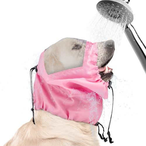 Dog Shower Cap, Adjustable Dog Ear Protection for Swimming Waterproof Dog Bath Ear Covers Dog Headband for Bathing Dog Rain Hat for Pet Shower Supplies (Pink)