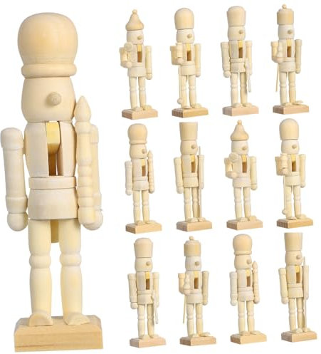 QUMIIRITY 12pcs Unfinished Nutcracker Puppets for Crafts Christmas Decor Miniature Nutcracker Ornaments for Home Decoration and Festive Fun Random Style