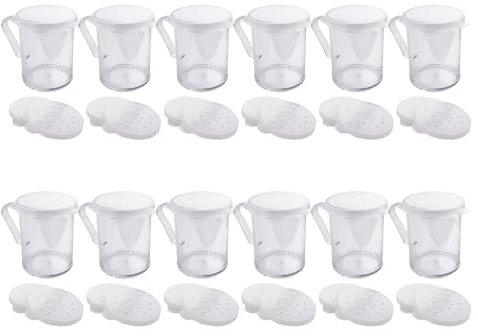 GOLOVENLD Kitchen Sugar Shaker Set with Fine Mesh Lid Flour Powder Duster Spice Dispenser Kitchen Aid Pack of 12