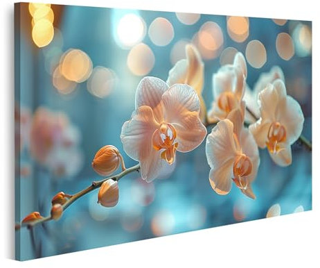 islandburner Prime Bild auf Leinwand Orchideen im sanften Licht mit Bokeh Effekt für Schlafzimmer Romantikliebhaber Spa Bilder Wandbilder Poster