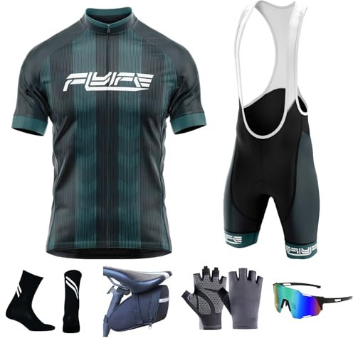 Rennrad Trikot Herren Set - Atmungsaktives Radtrikot und Bib-Shorts, Fahrradsport Kleidung für Herren, Ideal für Rennrad, MTB und Training, Komfortables Design (TYP-1,XXL)