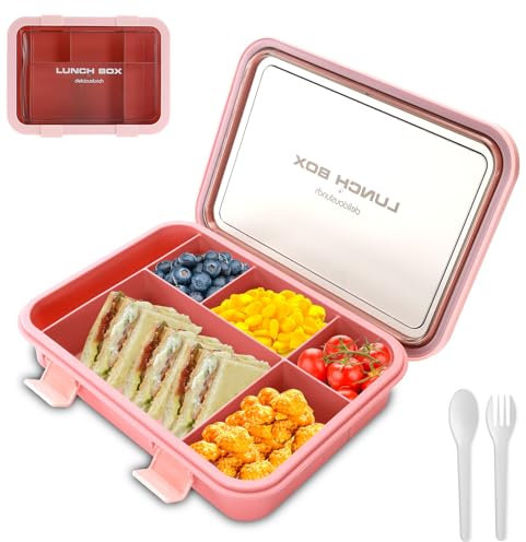 SEPSCO Fiambrera Infantil Loncheras, Lunch Box con 6 Compartimentos y Cubiertos 1500ML Bento Box Sin BPA Hermetica Fugas Microondas y Lavavajillas para Niños Adultos Trabajo Campus Camping