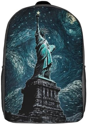 GQmoney Kinderrucksack mit Gemäldedruck der Freiheitsstatue, Schultasche für Erwachsene und Kinder, Reise-Tagesrucksack, 43,2 cm