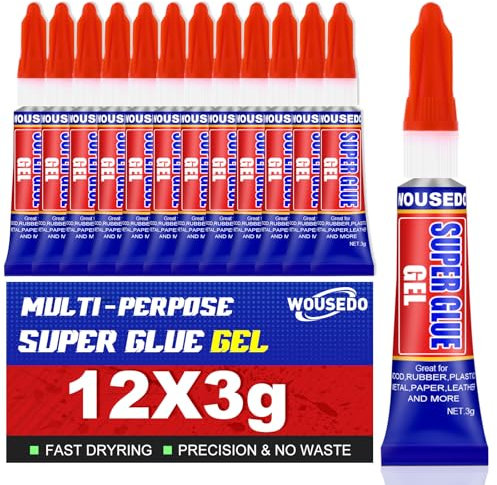 12 x 3g Super Glue Gel, Fast Strong Adhesive, Strong Cyanoacrylate (CA) Glue for Plastic, Metal, Ceramic, Leather, Wood, DIY Crafts and More – Quick Dry, Thick Formula, All-Purpose Instant Bond