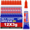 12 x 3g Super Glue Gel, Fast Strong Adhesive, Strong Cyanoacrylate (CA) Glue for Plastic, Metal, Ceramic, Leather, Wood, DIY Crafts and More – Quick Dry, Thick Formula, All-Purpose Instant Bond
