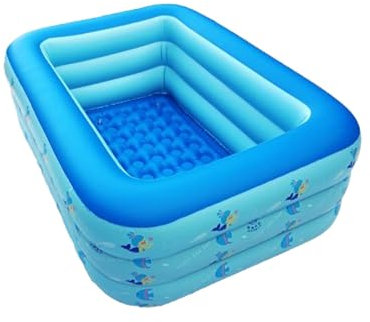 Piscina Gonfiabile Rettangolare da Esterni,Piscina Gonfiabile per Adulti e Bambini,Piscina Gonfiabile a 3 Anelli,materiale spesso in PVC,Con fondo gonfiabile morbido,per Cortile Esterno da Giardino