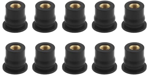 10x Motorrad Befestigung windschild m6, Gummimuttern für Windschutzscheibenhalterungen, Befestigungssatz für Motorrad windschild Gummi Muttern (Straight Convexity, M6)