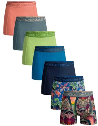 Muchachomalo Herren Boxershorts 7er-Pack, Print, Baumwolle, Elastischer Bund
