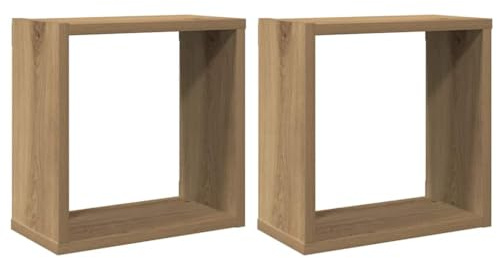 KTHLBRH Regale für Wände Bücherregal Wand Pflanzenregal Schwebendes Regal - Würfel-Wandregale 2 STK. Artisan-Eiche 30x15x30 Holzwerkstoff für Balkon Badezimmer Wohnzimmer Büro