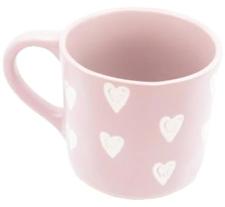 Dusky Pink Mug White Heart Pattern 9 CM Gift Tableware Home Decor Kitchen Gift