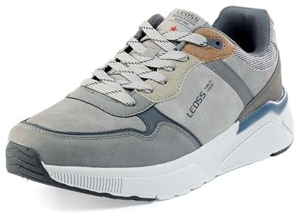 LEOSS ORIGINAL Baskets Basses Lacées Chaussures de Running Homme Version Automne Sneakers de Course Décontractées Baskets Hiver pour La Marche (Gris, 42 EU, MLE255069-4)