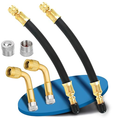 Ventilverlängerung Autoventil, 90° Autoventil Verlängerung aus H62-Messing | Autoventil Verlängerung 18 cm Flexible Reifenfüller Schlauch autoventil adapter für LKW, Autos, Motorräder, Fahrräder