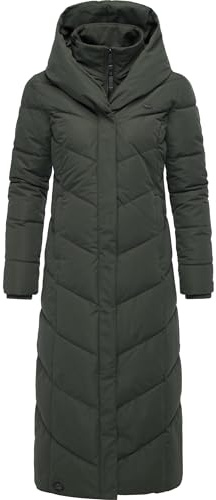 Ragwear Damen Wintermantel warmer Steppmantel extralang mit Kapuze Natalka Extralong Intl XS-6XL