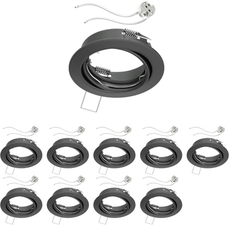ledscom.de 10x Decken-Einbaurahmen FERE Einbaurahmen anthrazit matt schwenkbar (LED/Halogen/MR16/50mm) inkl. GU5.3 Fassung