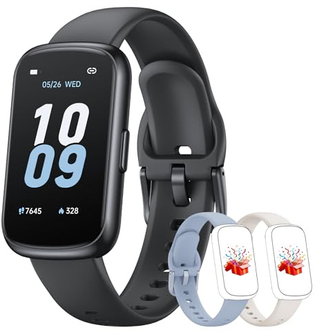 BOALZETD Smartwatch Donna Uomo, 1,47'' Orologio Smartwatch Piccolo con 24/7 Cardiofrequenzimetro, Sonno, Contapassi, Orologio Fitness Resistente 3 ATM Include 3 Cinturini per Android iOS, Nero