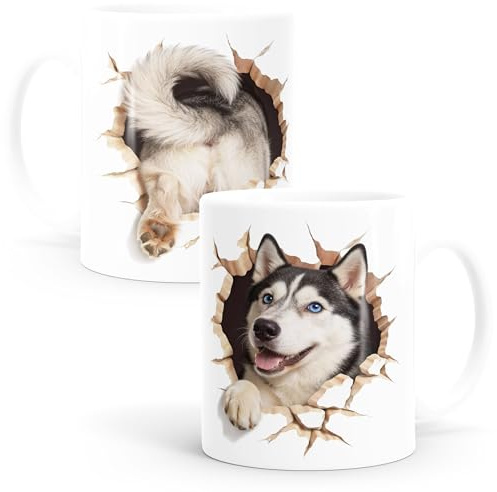 MoonWorks® Tasse für Husky-Halter Geschenk Hundebesitzer Tierfreunde Keramikbecher Vierbeiner Weiss standard