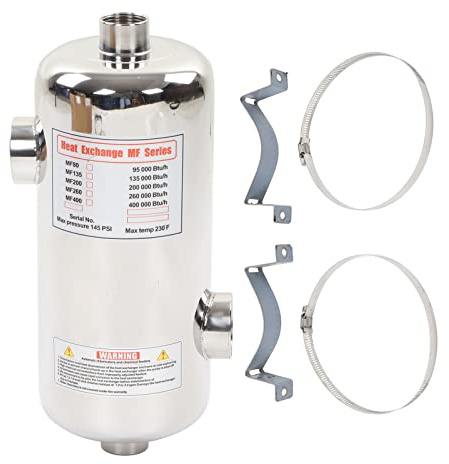QWUUYEC Échangeur de Chaleur Piscine 40KW, Acier Inoxydable Anti - Corrosion, Compact et Durable - Haute Efficacité Thermique, Installation Facile, Idéal pour Chauffage Solaire Spa et