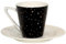 Dutch Rose Amsterdam Espressotasse mit Untertasse Porzellan 75 ml Kaffeetasse Mokkatasse Espresso-Set (Glitter schwarz)