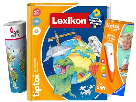 Ravensburger tiptoi Set: Wieso? Weshalb? Warum? Lexikon (Kinderbuch) + 00110 tiptoi Der Stift, Lernspielzeug für Kinder