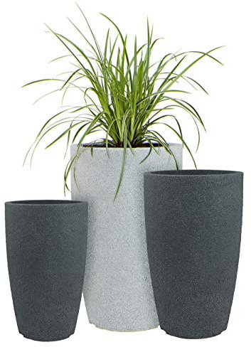 Pflanzwerk® Jardinera Fibra de Vidrio Pipe Plástico 77cm Gris *Maceta a Prueba de heladas* *Protección UV* *Calidad Europeo*