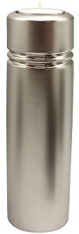 Moderner Teelichthalter Teelichtleuchte Windlicht aus Keramik Silber Höhe 29 cm Breite 9 cm