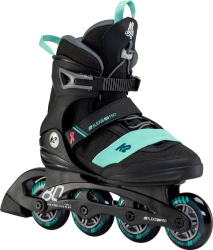 K2 Inline Skates ALEXIS 80 PRO Für Damen Mit K2 Softboot, Black - Teal, 30F0144, EU: 39.5 (UK: 6 / US: 8.5)