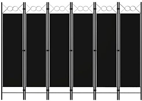 vidaXL Raumteiler Klappbar Freistehend Trennwand Paravent Umkleide Sichtschutz Spanische Wand Raumtrenner 6-TLG. Schwarz 240x180cm Eisen Stoff