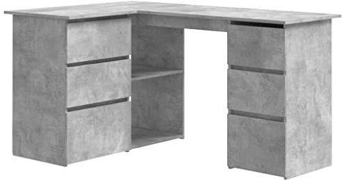 vidaXL Bureau d'angle Gris béton 145x100x76 cm Aggloméré