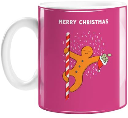 LEMON LOCO Lebkuchenmann Pole Dancing Merry Christmas Tasse | Lustiges Weihnachtsgeschirr, Witz für Erwachsene, unhöfliches Wichtelgeschenk