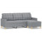 HETFTJN Recamiere Sofas Wohnzimmer Couch Lounge Sofa - 3-Sitzer-Sofa mit Hocker Hellgrau 180 cm Stoff für Sitzzimmer Relaxationsraum Hotelzimmer Jugendzimmer