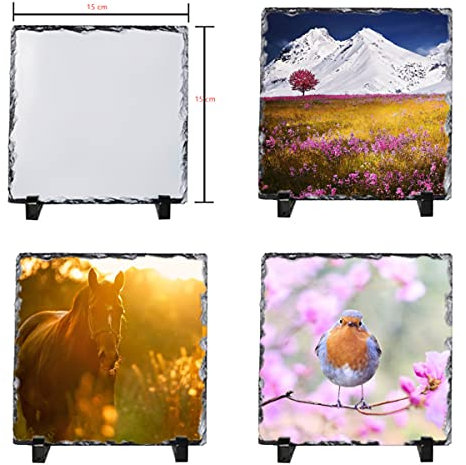 Personalisiertes Schieferbild,Schiefertafel zum Selbstgestalten mit eigenen Fotos und Texten auf Nutur Schifferplatte als Fotogeschenk(15 * 15cm)