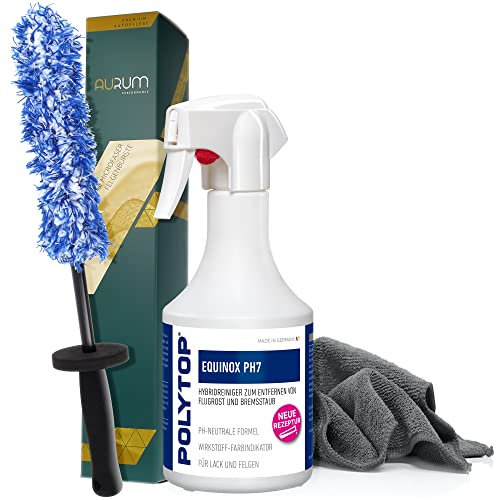 detailmate Felgenreinigungsset: POLYTOP Equinox pH7 500ml + Aurum ultraFlat Microfaser Felgenbürste Mikrofasertuch 320GSM