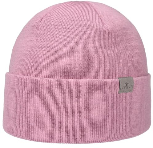 Lierys Fine Merino Knitted hat Women/Men with Turn-up Brim – Made in Germany - Winter hat Made of Merino Wool - Knitted Oversized Beanie - One Size (54-61 cm) - Autumn/Winter Rose One Size